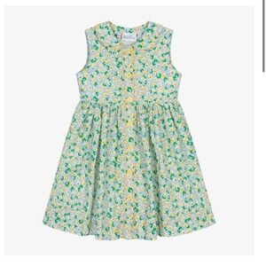 Rachel Riley GIRLS BLUE & YELLOW FLORAL COTTON DRESS